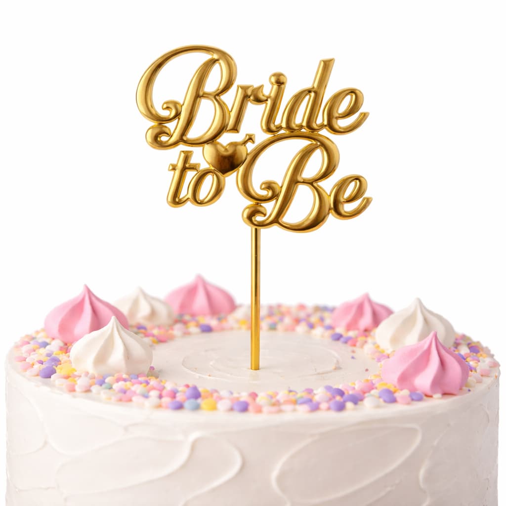 Bride to Be Cake Topper, Golden Acrylic, Wedding Bridal Shower Decoration