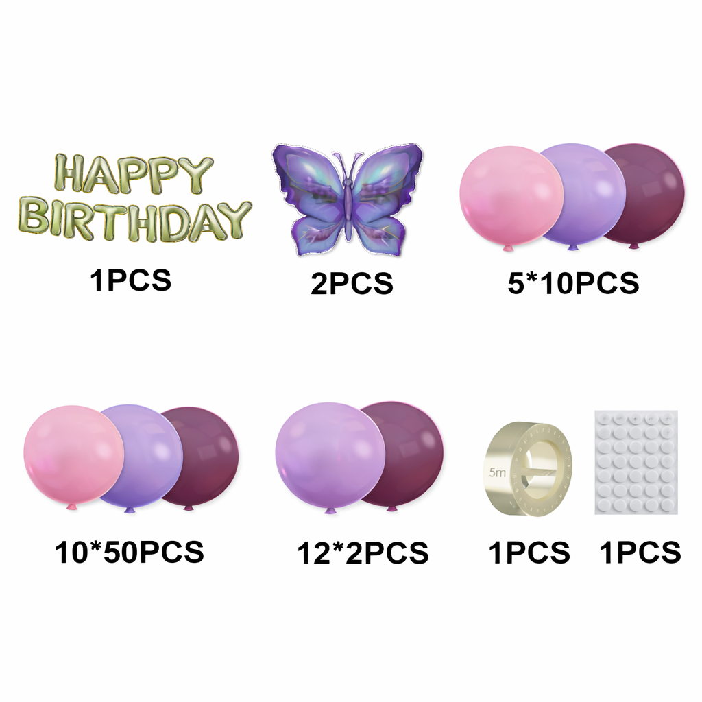 67pcs Butterfly Theme Balloon Decoration Kit For Birthday Parties, Baby Showers  Item:YY-333