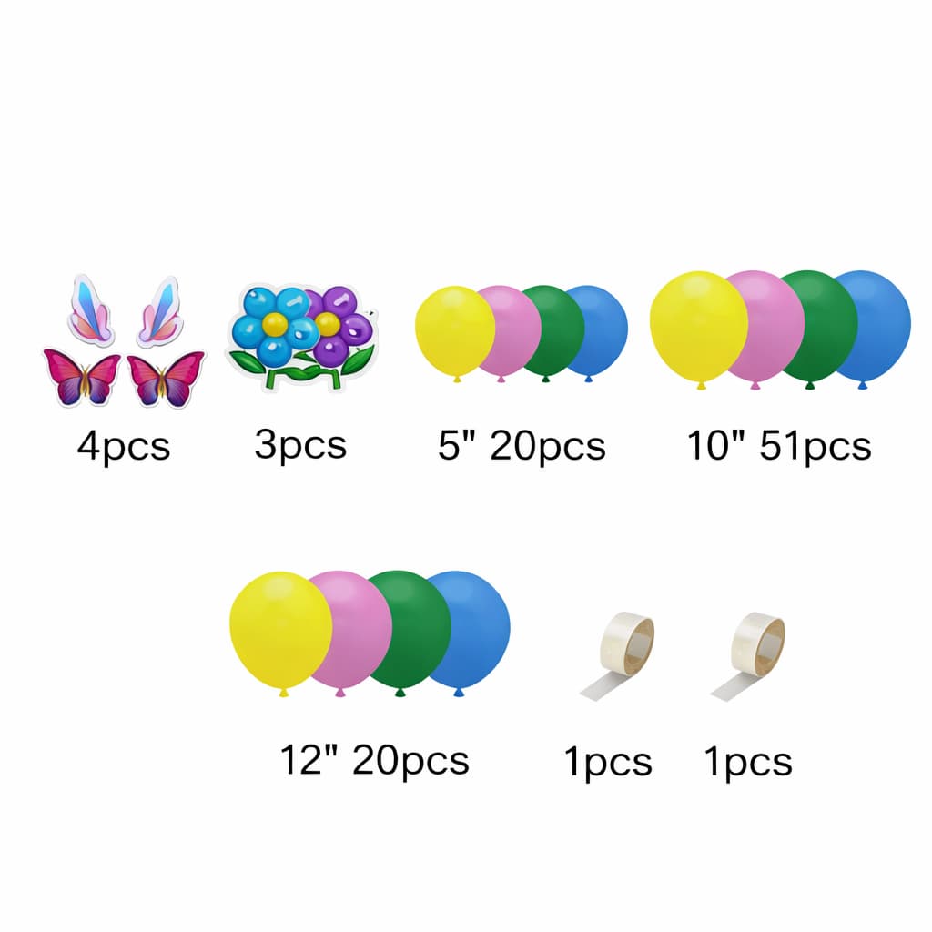 100-PCS Butterfly & Floral Garden Balloon Garland Kit For Birthday And Party Celebration P-842