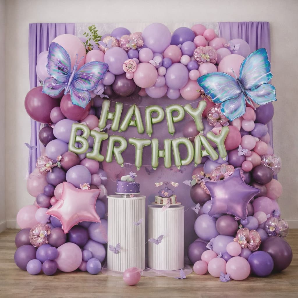 67pcs Butterfly Theme Balloon Decoration Kit For Birthday Parties, Baby Showers  Item:YY-333