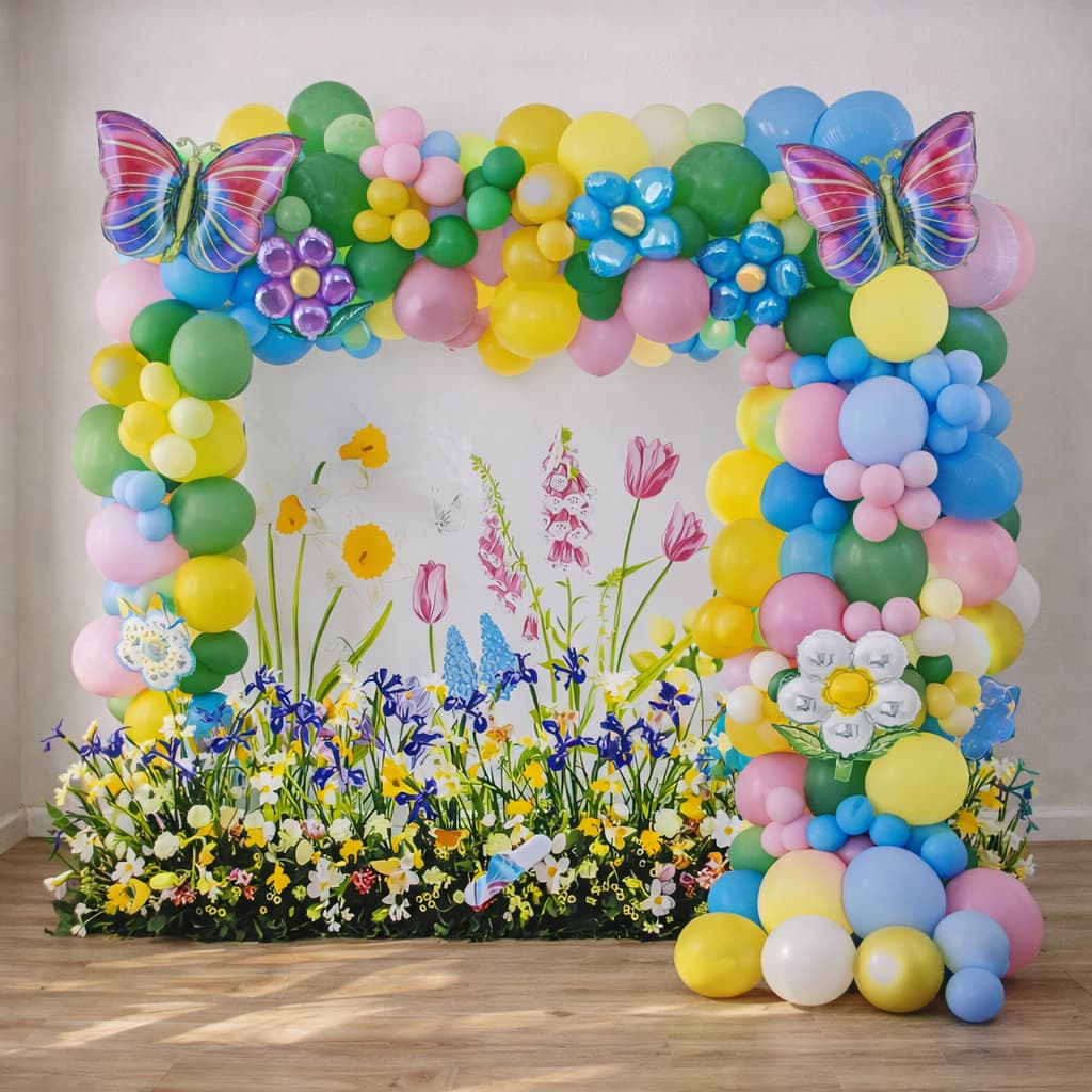 100-PCS Butterfly & Floral Garden Balloon Garland Kit For Birthday And Party Celebration P-842