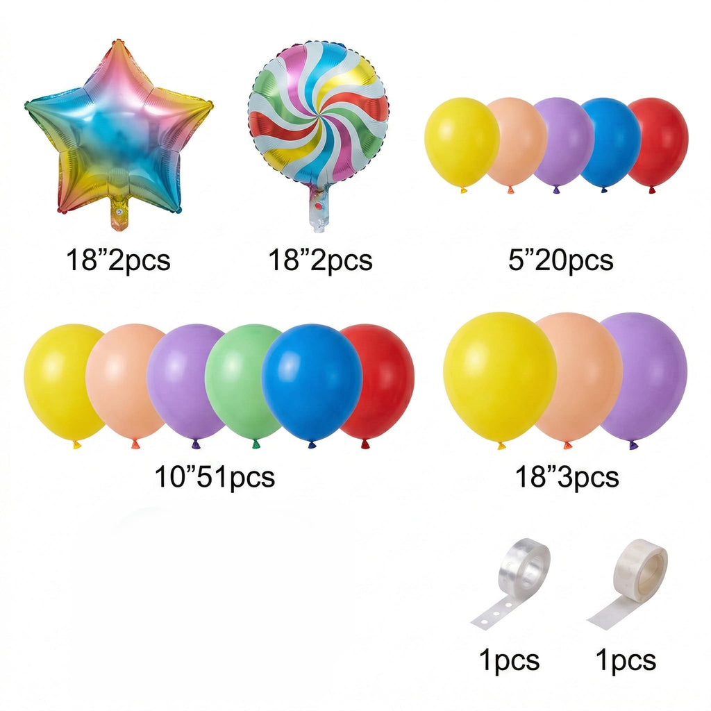 80-PCS Candy-Themed Balloon Garland Arch Kit For Birthday And Party Celebration