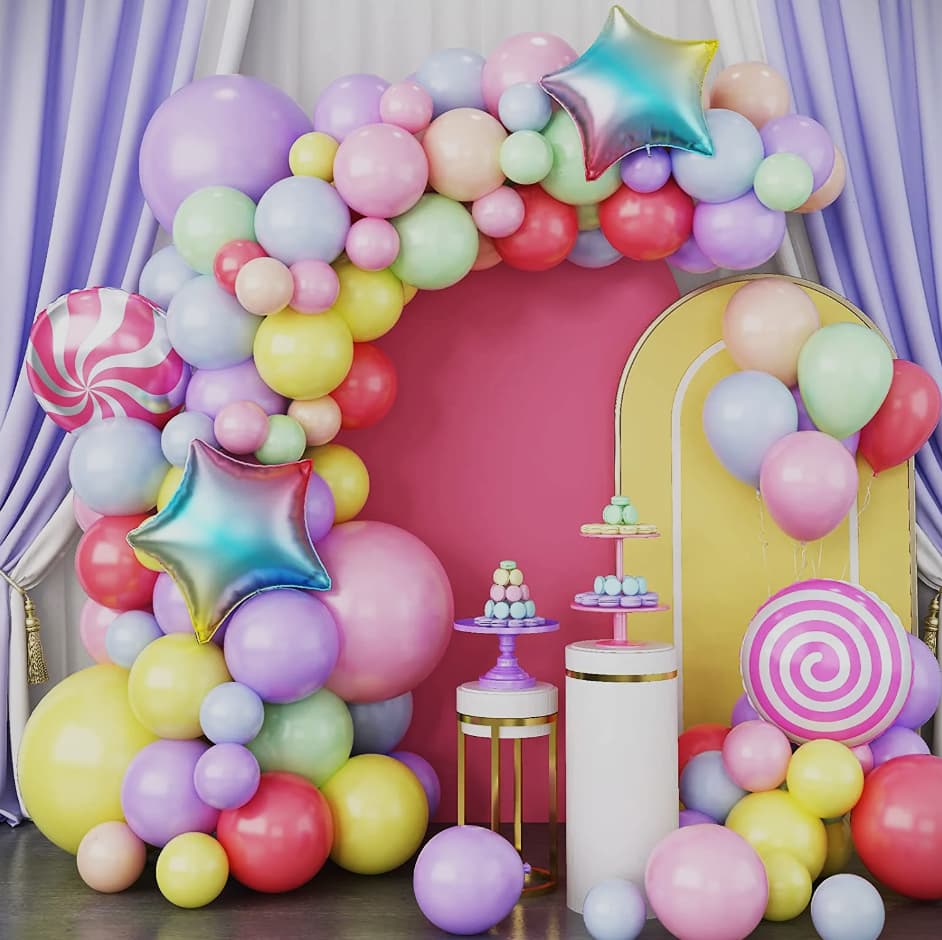 80-PCS Candy-Themed Balloon Garland Arch Kit For Birthday And Party Celebration