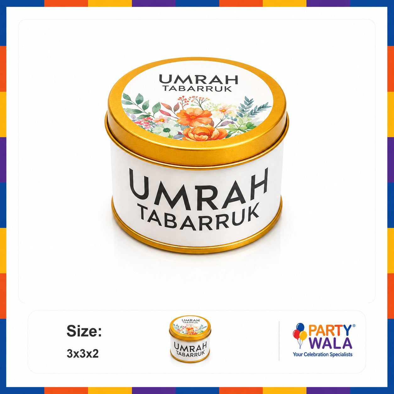 Tin Box Premium Tabarruk Gift – Hajj Mubarak Design (125 g)