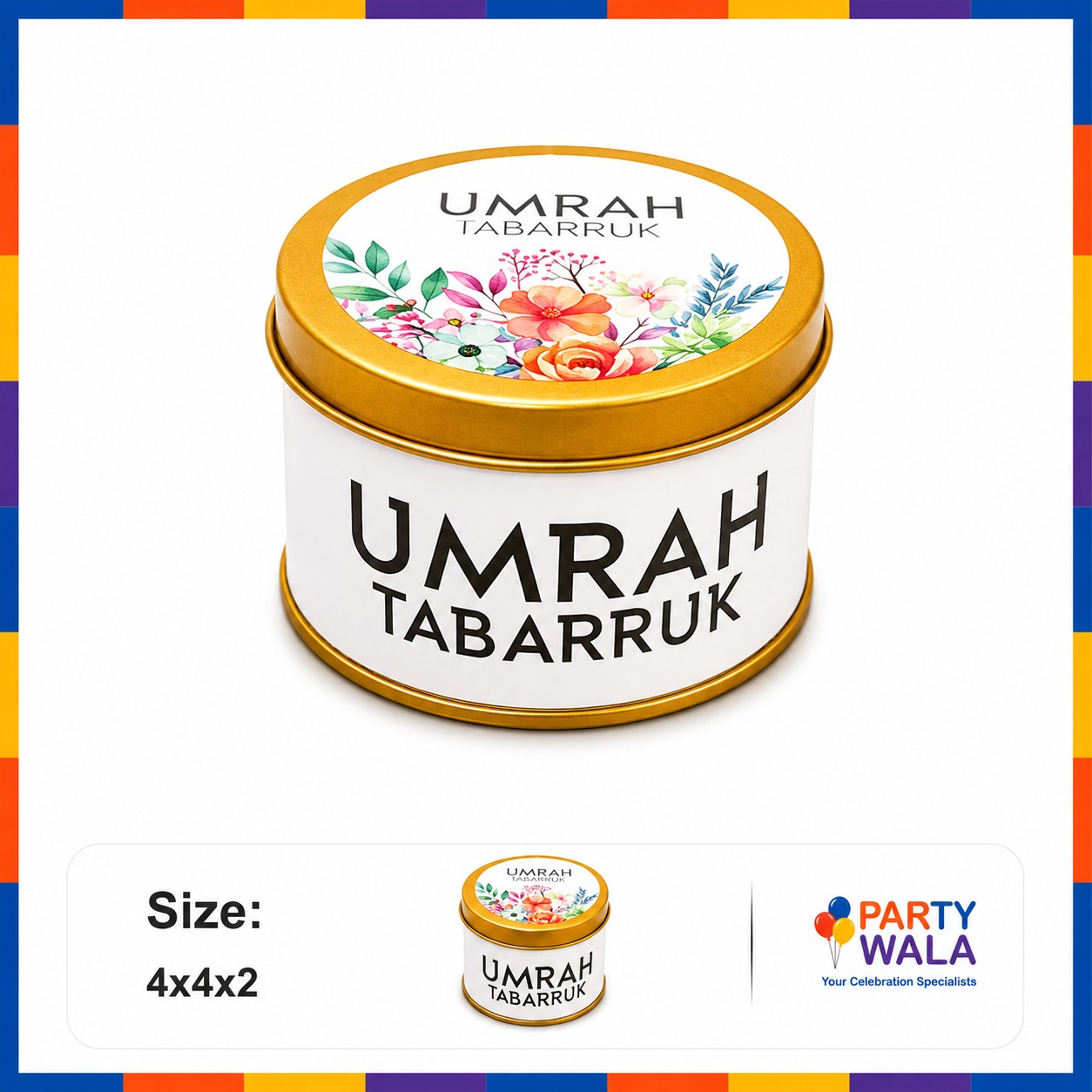 Tin Box Premium Tabarruk Gift – Hajj Mubarak Design (250 g)