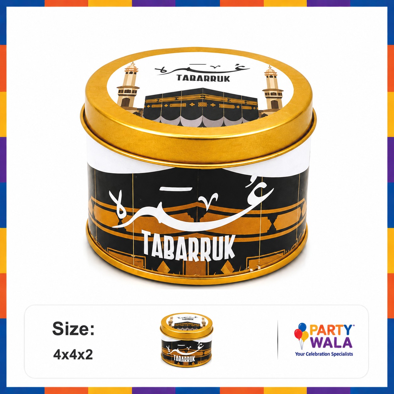 Tin Box Premium Tabarruk Gift – Hajj Mubarak Design (250 g)