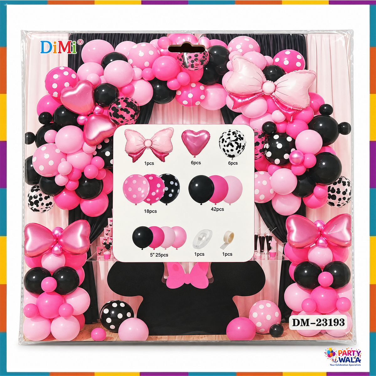 Pink black balloon garland kit