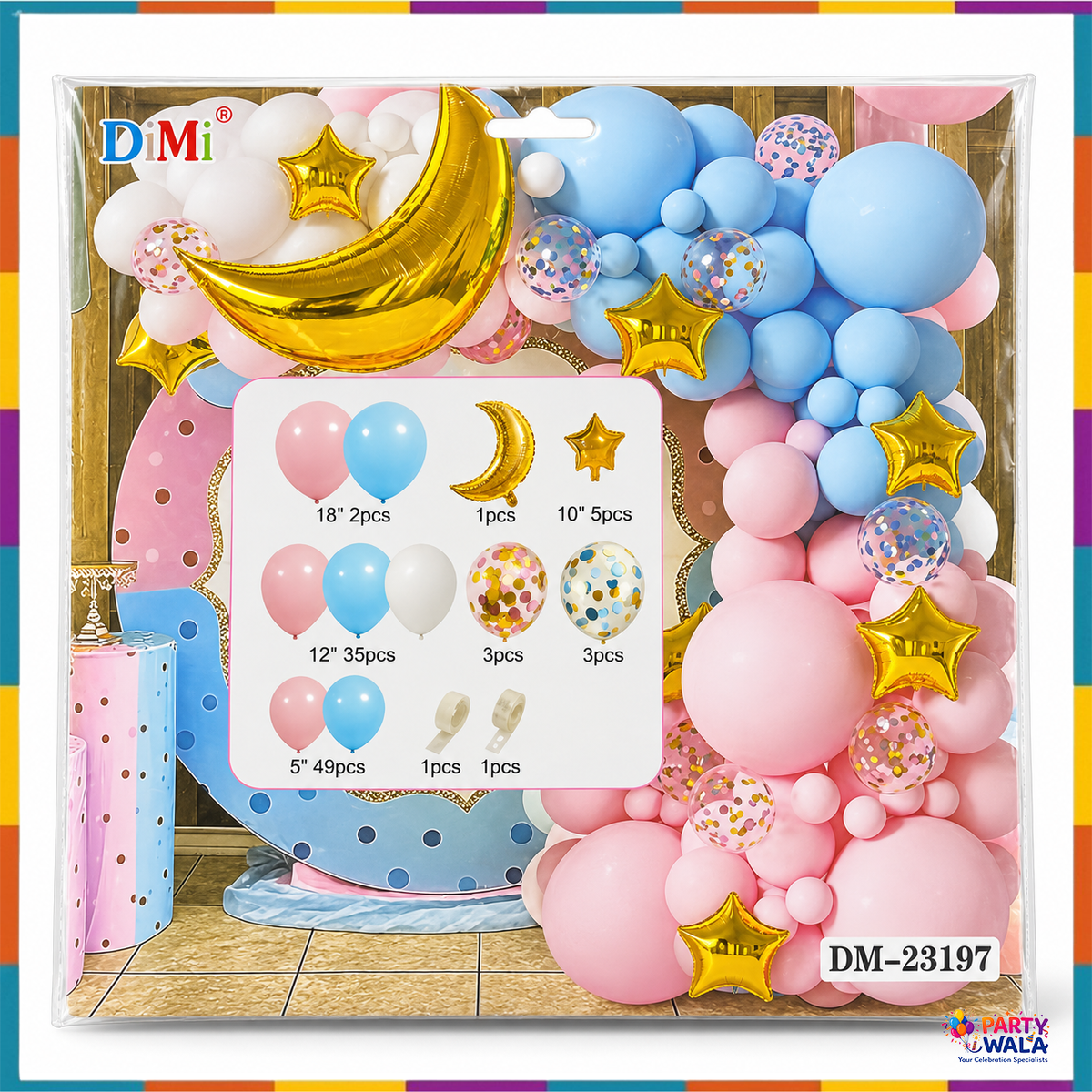 Pink blue gold balloon garland kit