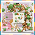 Sage green white gold balloon garland kit