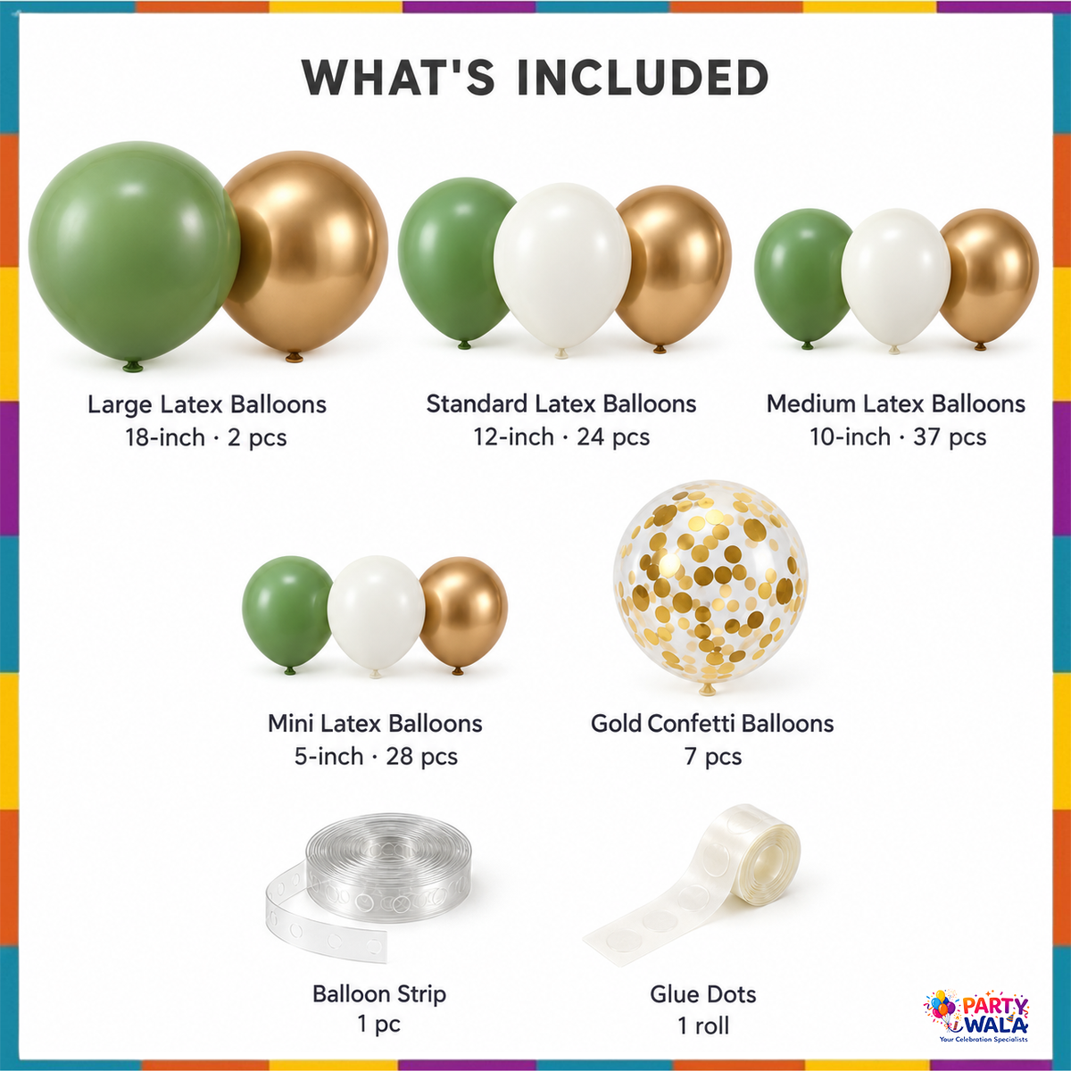 Sage green white gold kit contents
