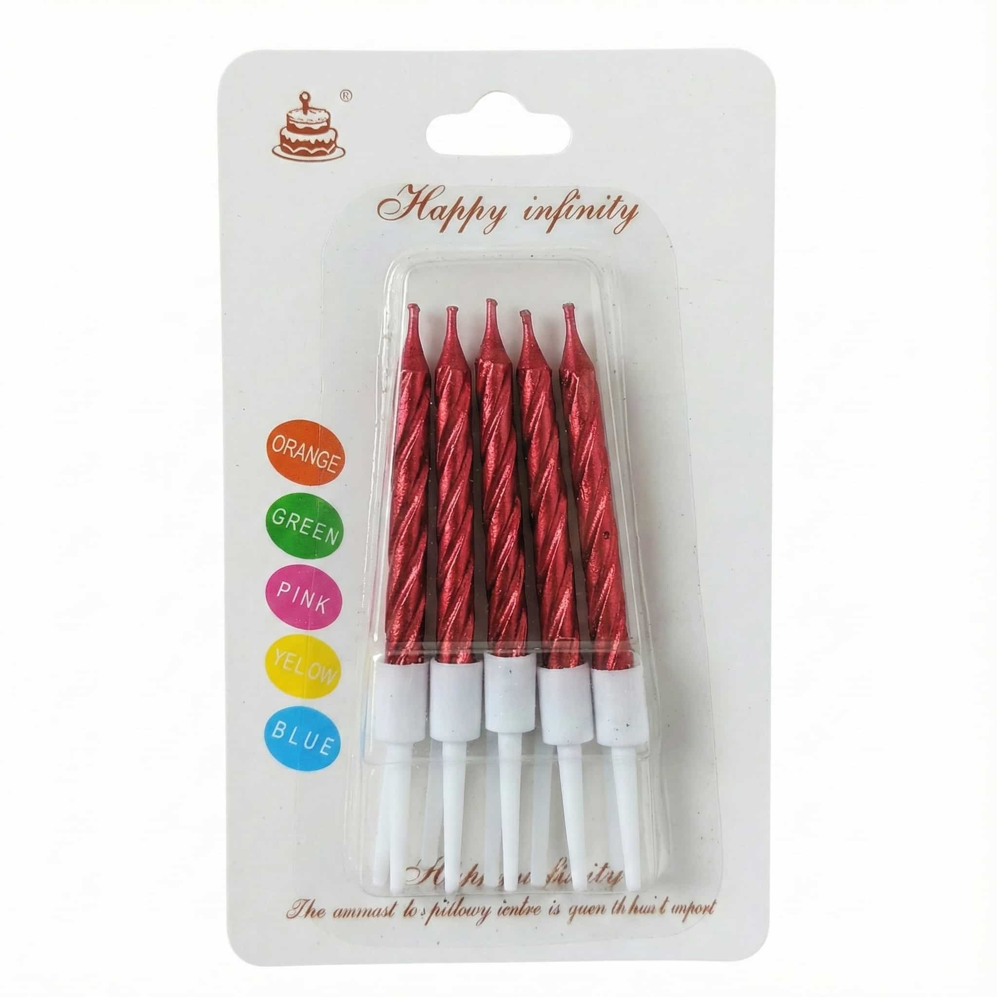 Curly Multicolor Birthday Cake Candles (Pack of 5)