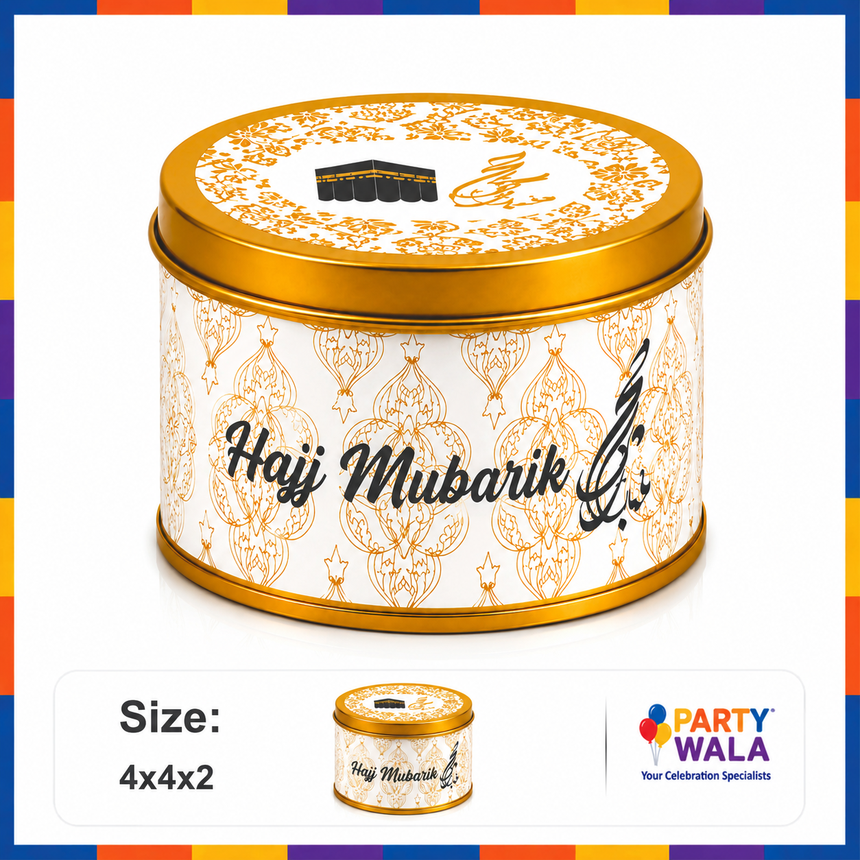 Tin Box Premium Tabarruk Gift – Hajj Mubarak Design (250 g)