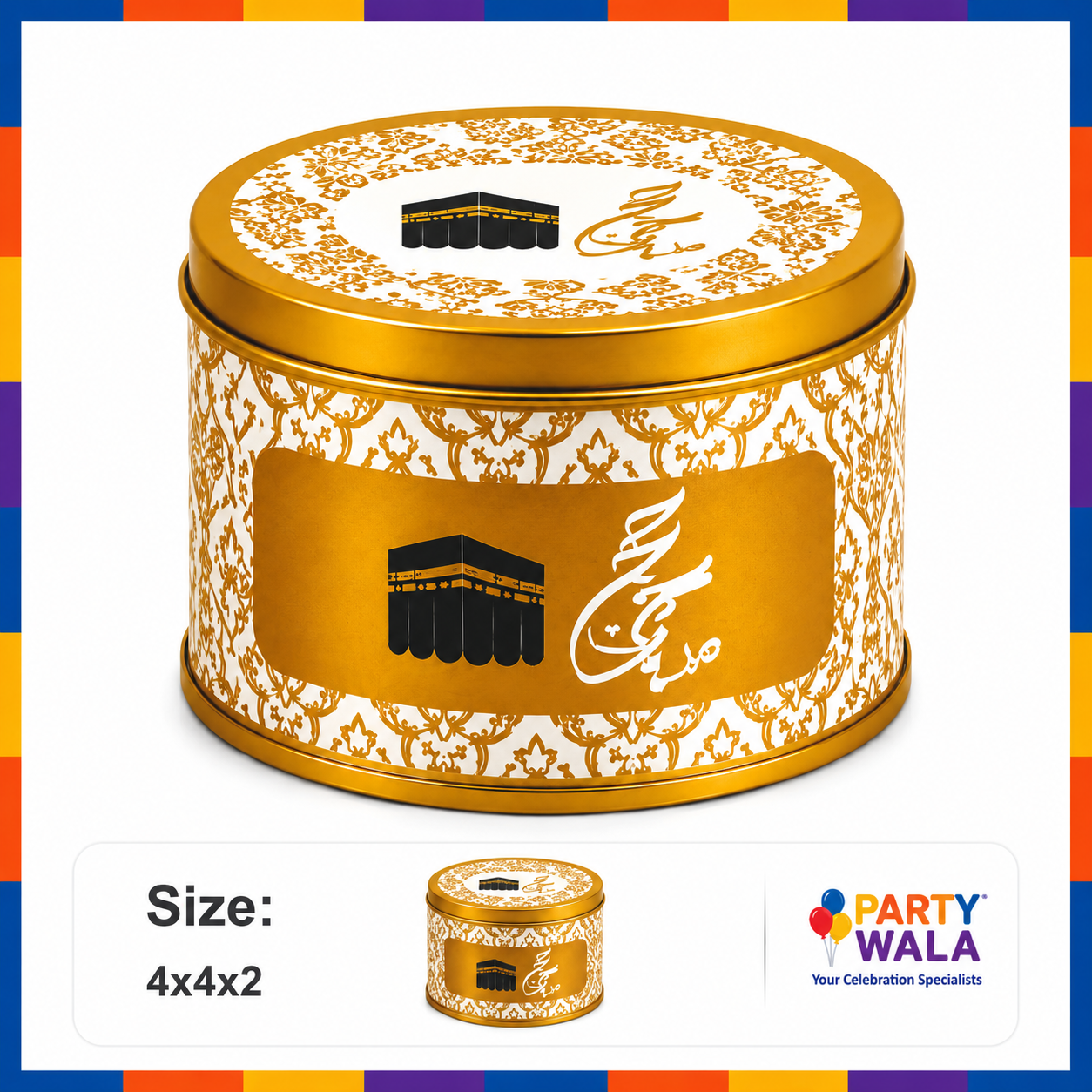 Tin Box Premium Tabarruk Gift – Hajj Mubarak Design (250 g)