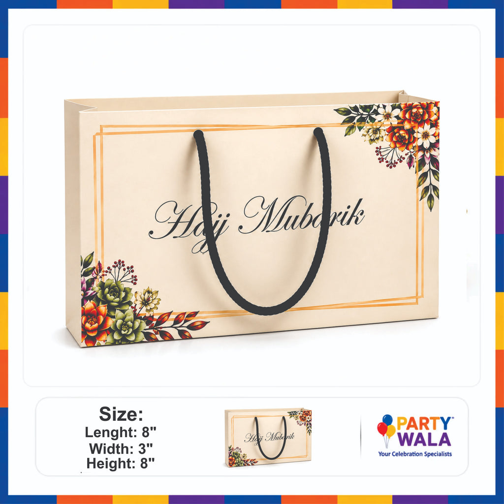 Elegant Paper Bags for Gifts – Hajj Mubarak Design