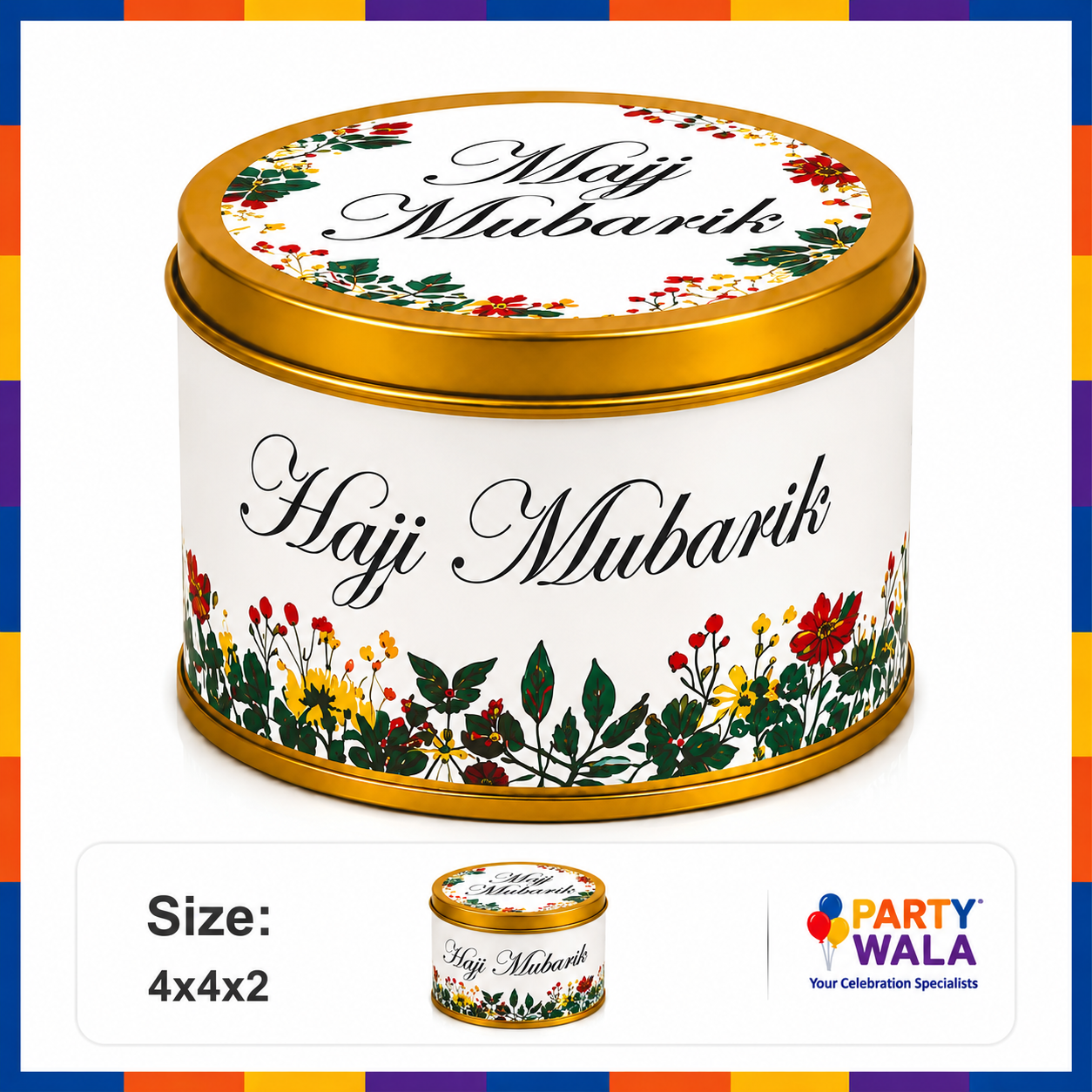 Tin Box Premium Tabarruk Gift – Hajj Mubarak Design (250 g)