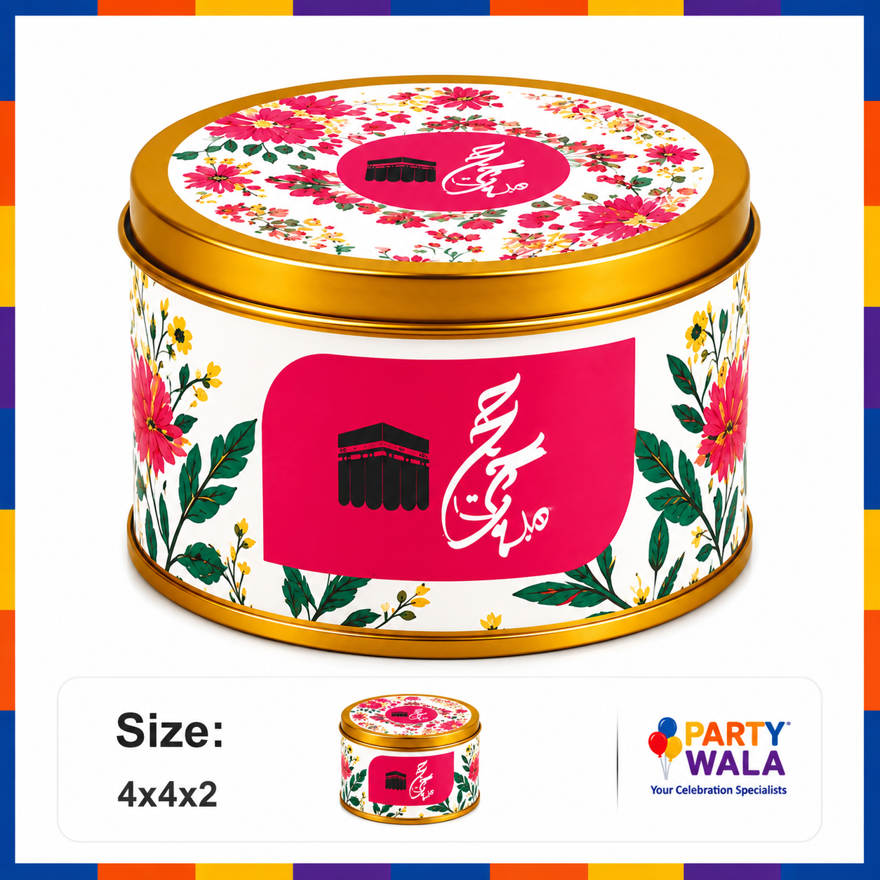 Tin Box Premium Tabarruk Gift – Hajj Mubarak Design (250 g)