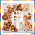 Brown gold balloon garland kit with giraffe accent