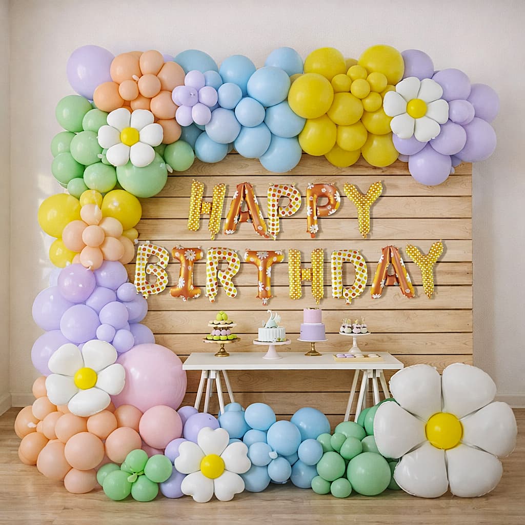 68pcs Daisy Flower Balloon Garland Set For Butterfly & Flower Theme Birthday Decoration and Celebration Item: YY-337