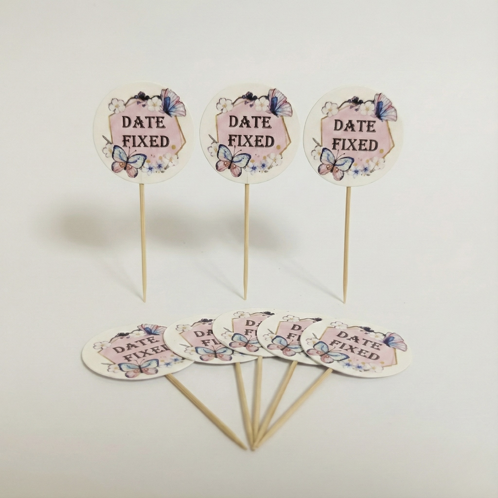 Date Fix Cake/Cup-cake Topper (Pack of 10)