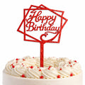 Diamond Happy Birthday Red Cake Topper