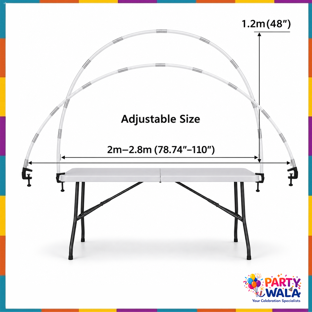 Table Balloon Arch Kit – 25 Poles, 25 Rings & 2 Table Clips