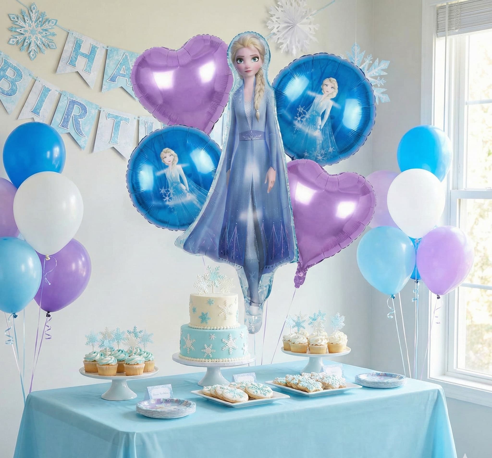 Frozen Elsa Cartoon Foil Balloon Set - 5 Pieces For Frozen Theme Party and Decoration