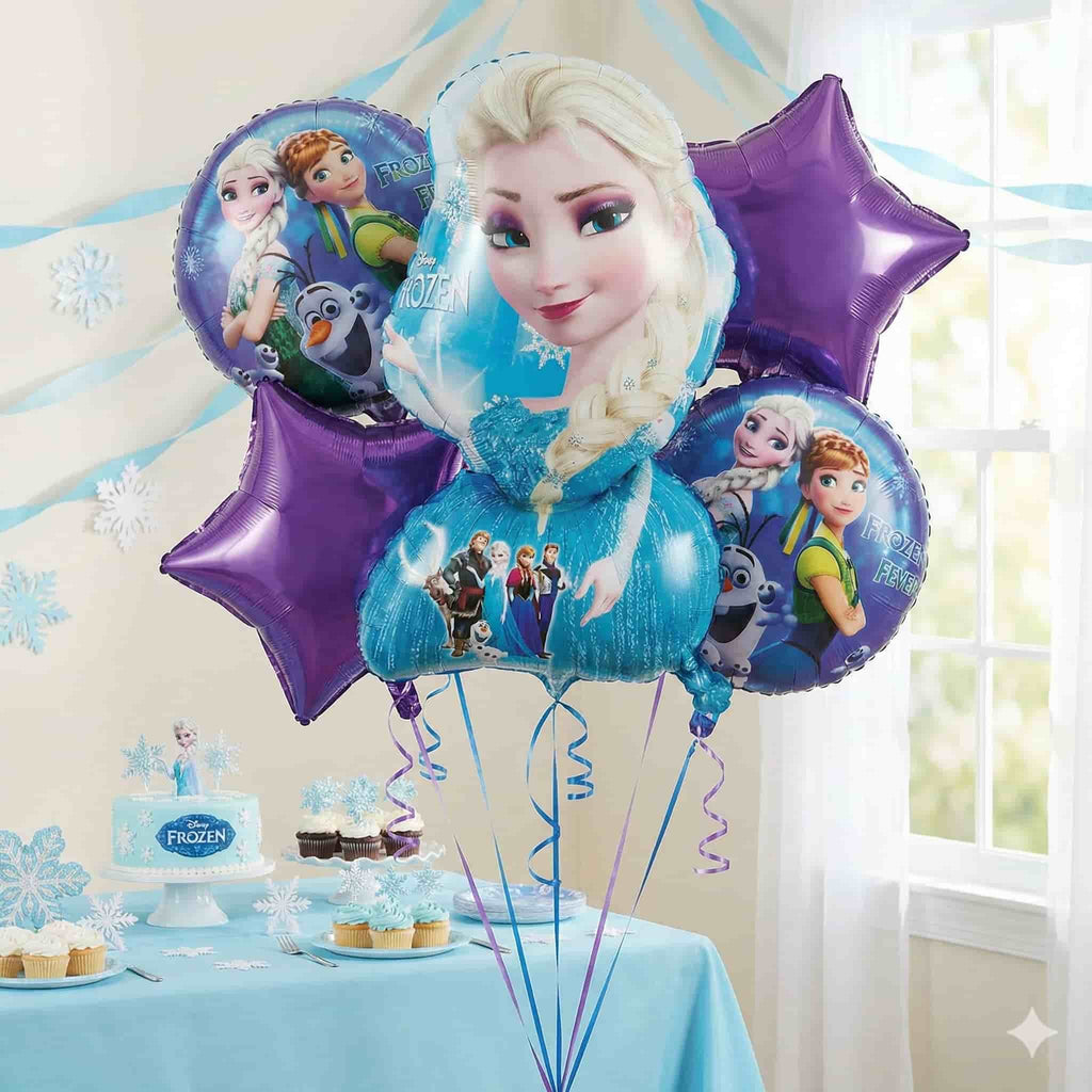 Frozen Elsa Themed Birthday Exclusive Foil Balloons (5 Pcs)