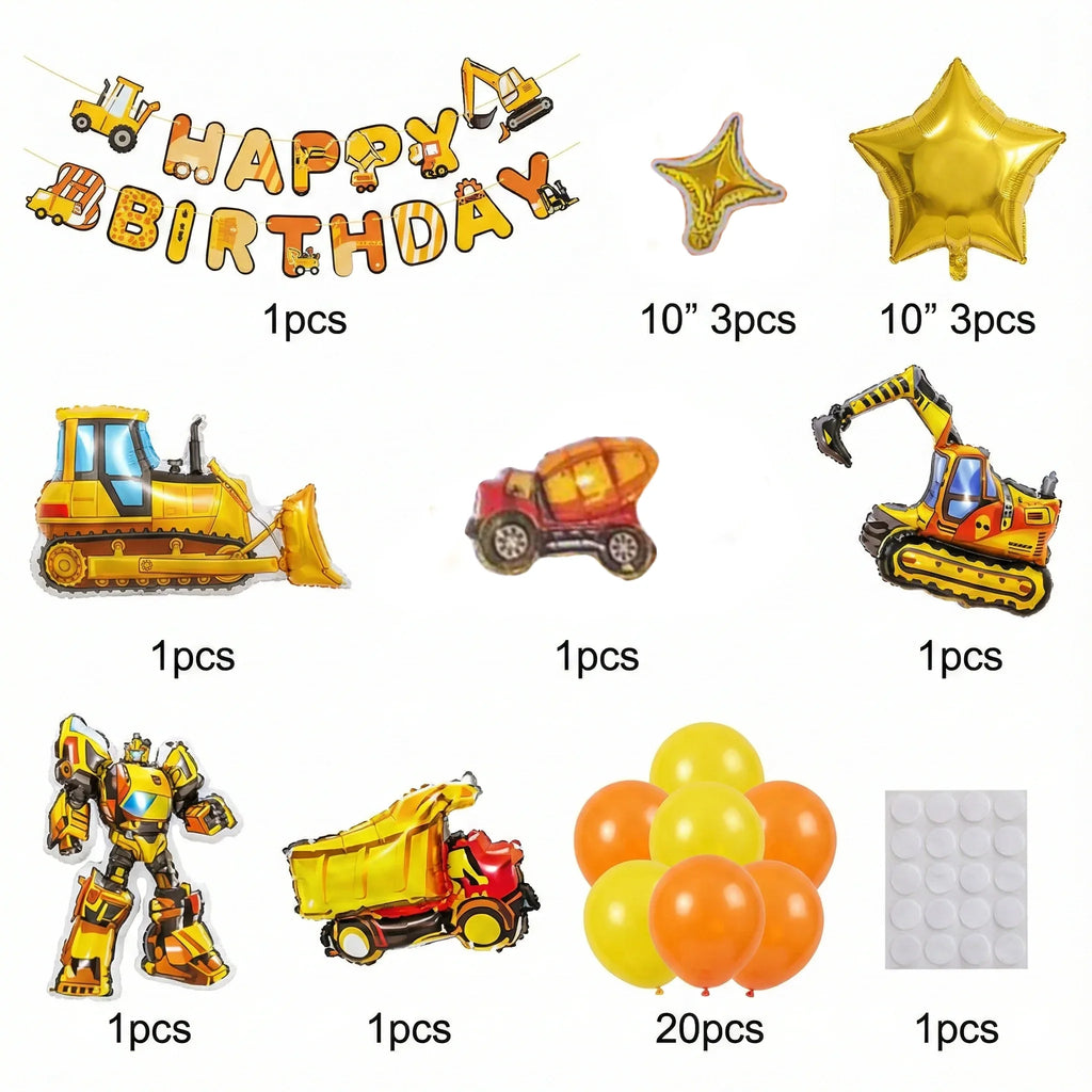 Gold Construction Birthday Theme Decor Bundle (33 Pcs) Item#23483