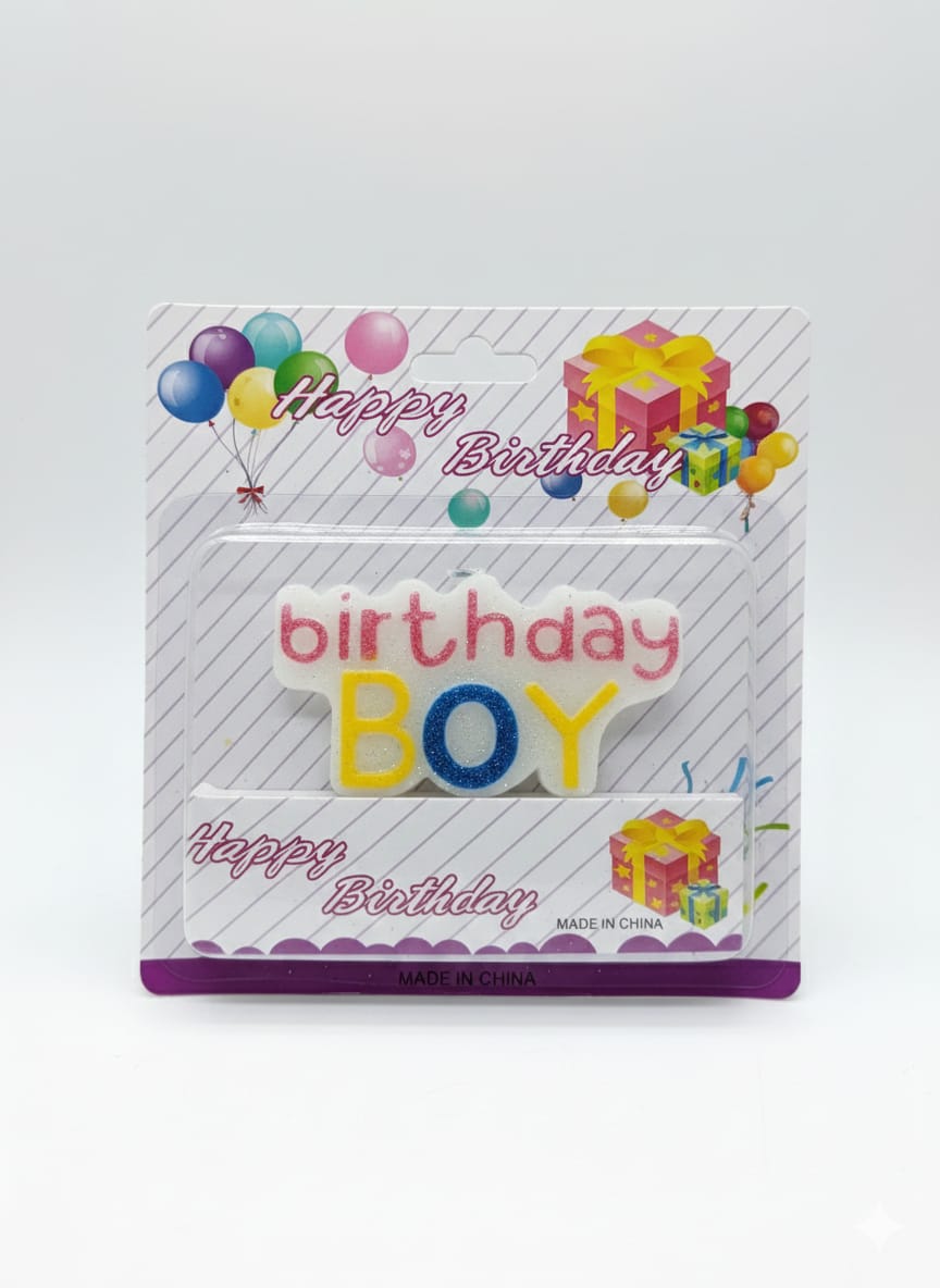 Glitter Birthday BOY Statement Cake Topper Candle