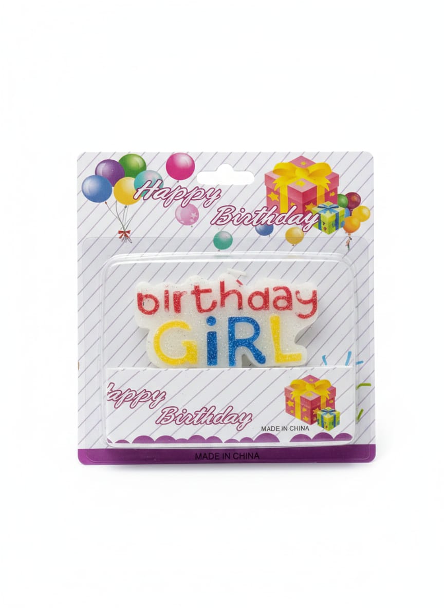 Glitter "Birthday GIRL" Statement Cake Topper Candle