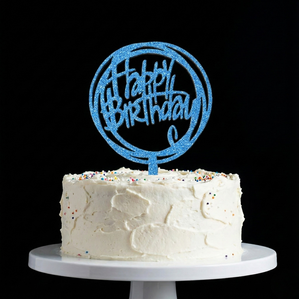 Happy Birthday Glitter Cake Topper