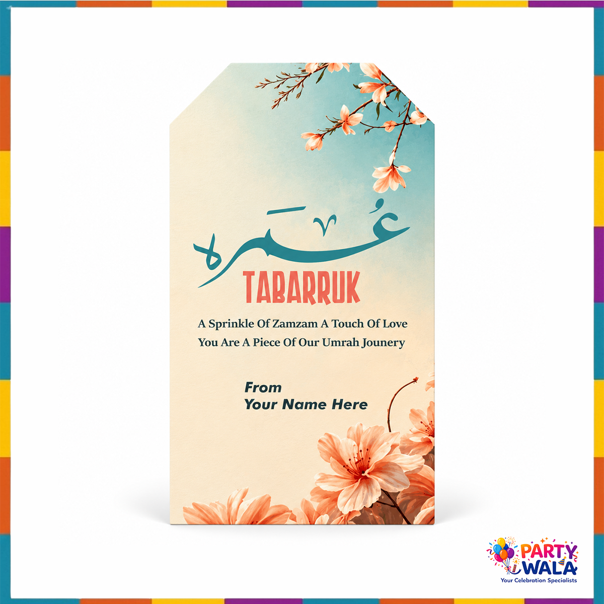 Teal & Gold Floral Lantern Umrah Tabarruk Gift Set (Tin Box 250g)