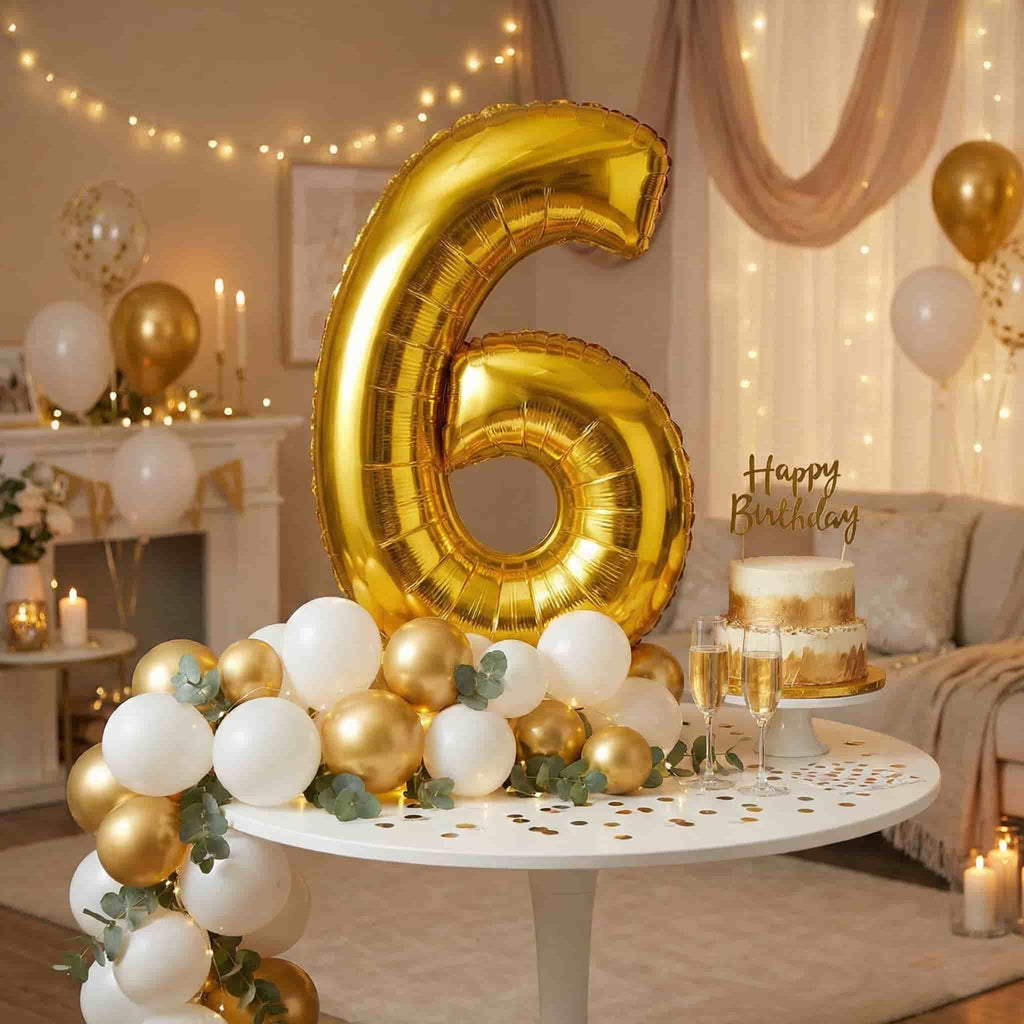 Golden Number Foil Balloon - Size (16 inches) for Birthday / Anniversary Party Decoration and Celebration