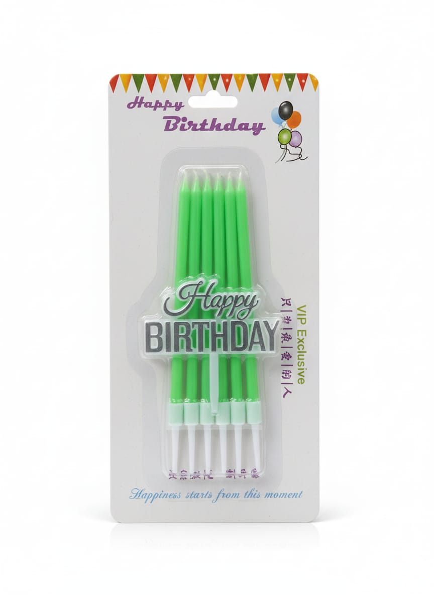 VIP Exclusive Birthday Taper Candles with "Happy Birthday" Shield | Available in 3 different colours