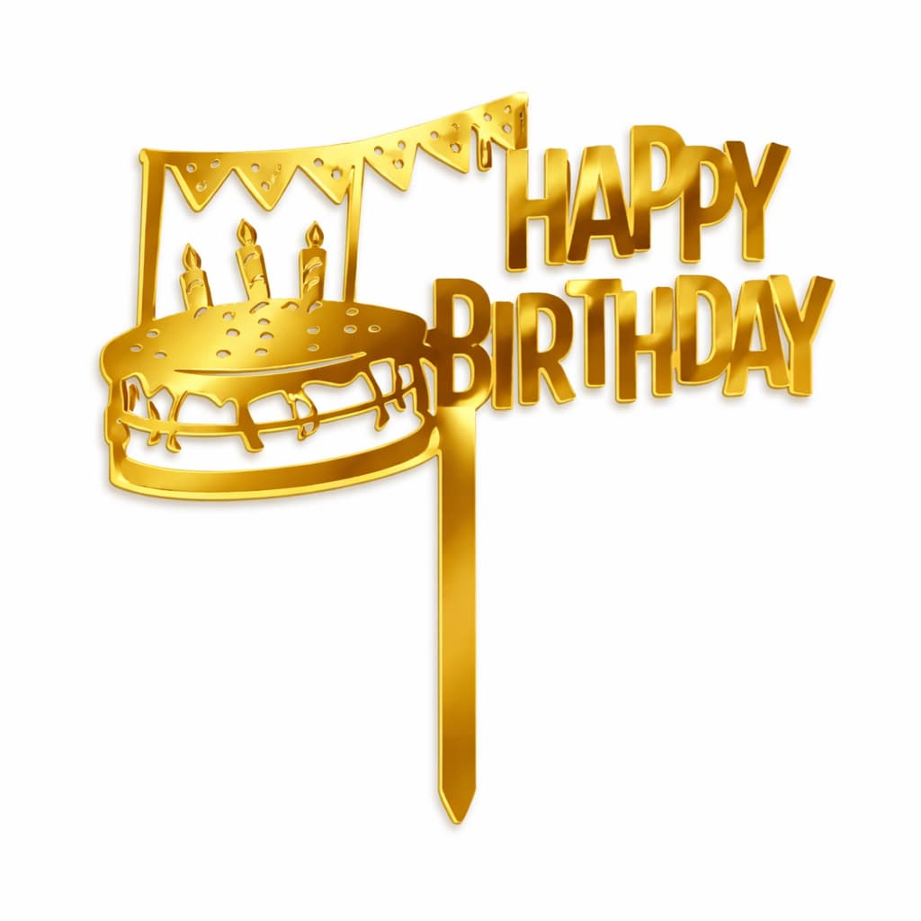 Happy Birthday Golden Cake Topper Item#000T4