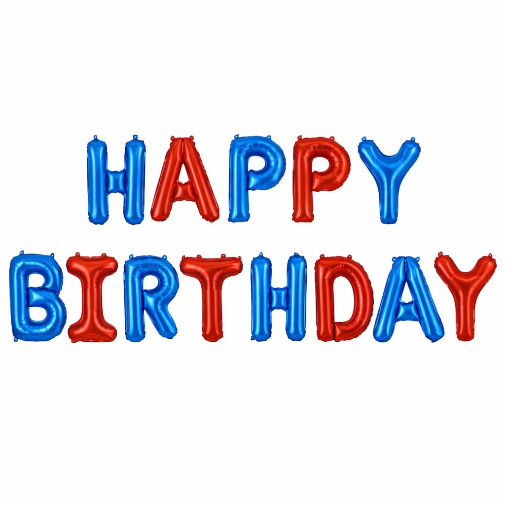 Happy Birthday Letter Foil Balloons in 14 Different Colors (13 Pcs)