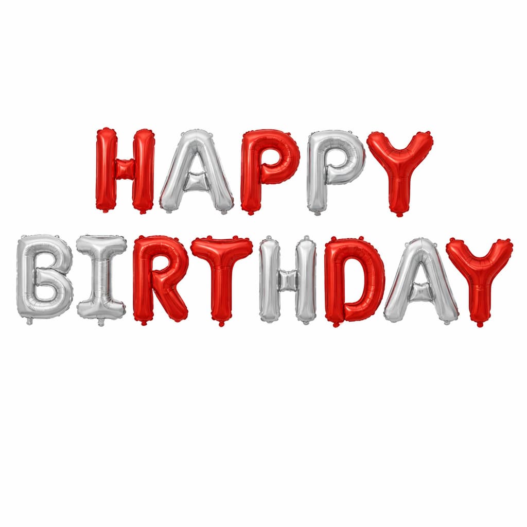 Happy Birthday Letter Foil Balloons in 14 Different Colors (13 Pcs)