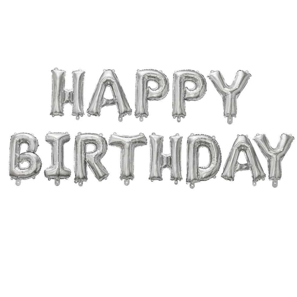 Happy Birthday Letter Foil Balloons in 14 Different Colors (13 Pcs)