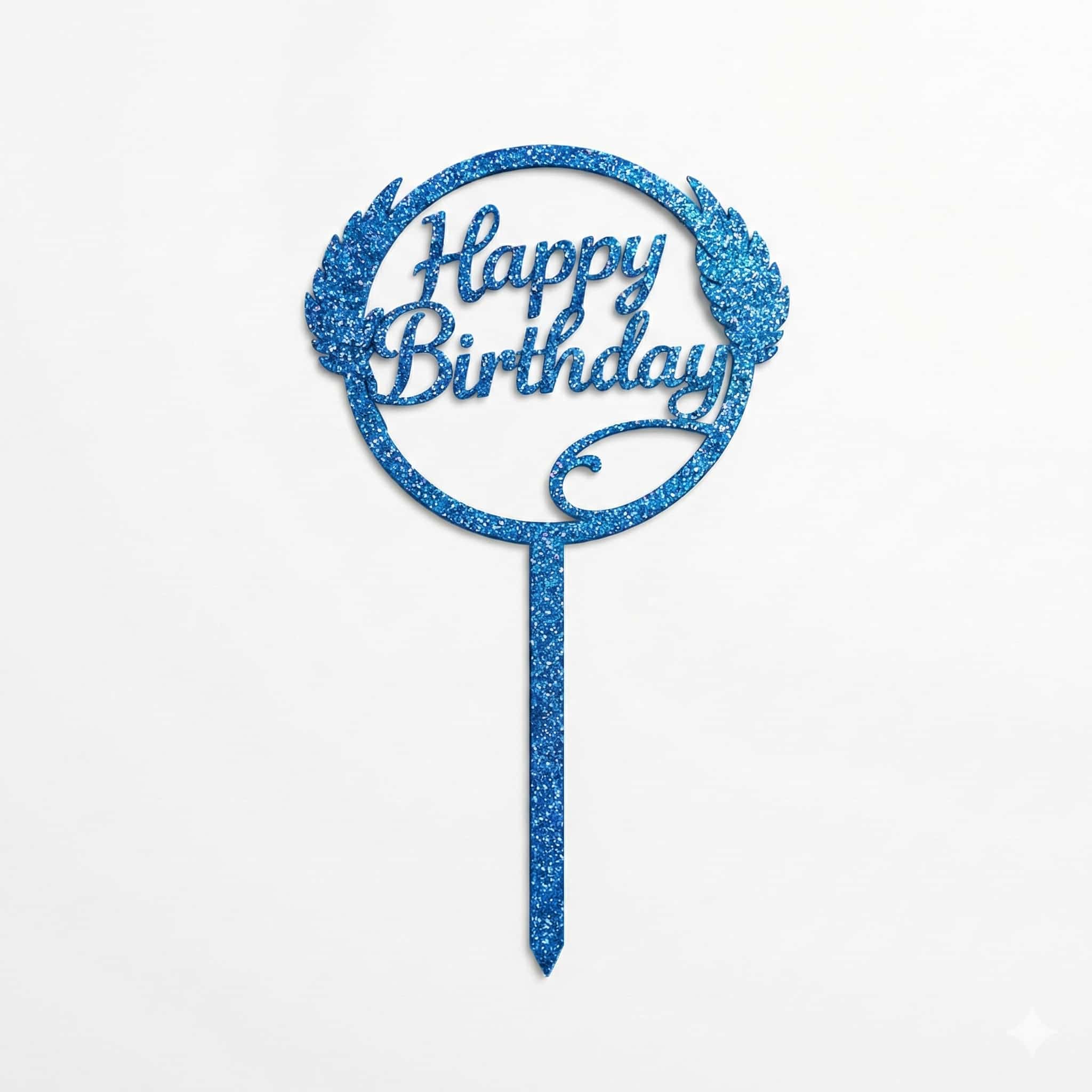 Happy Birthday Glitter Round Cake Toppers – 3 Styles Available