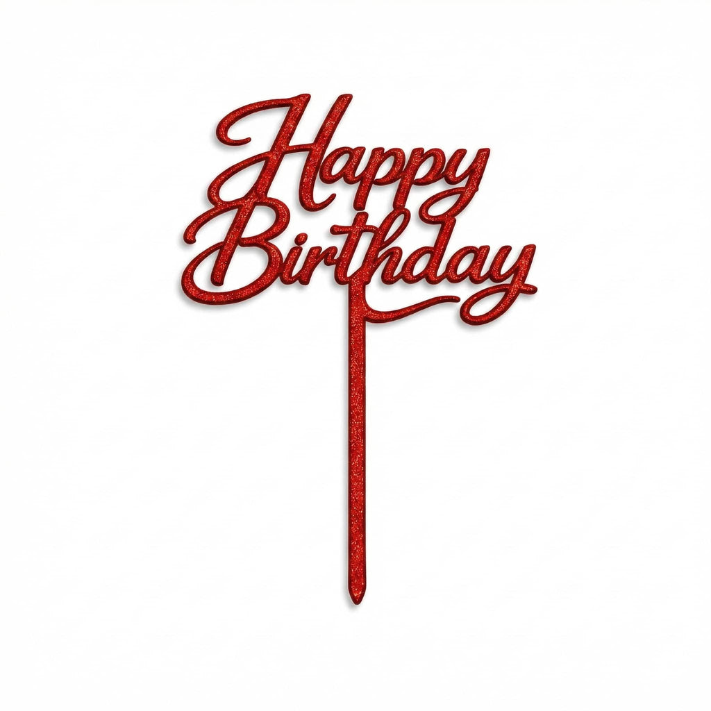 Happy Birthday Glitter Cake Toppers