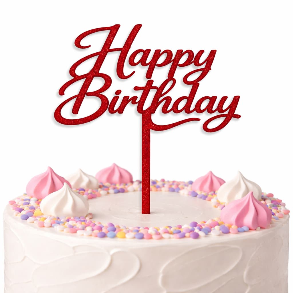 Happy Birthday Glitter Cake Toppers