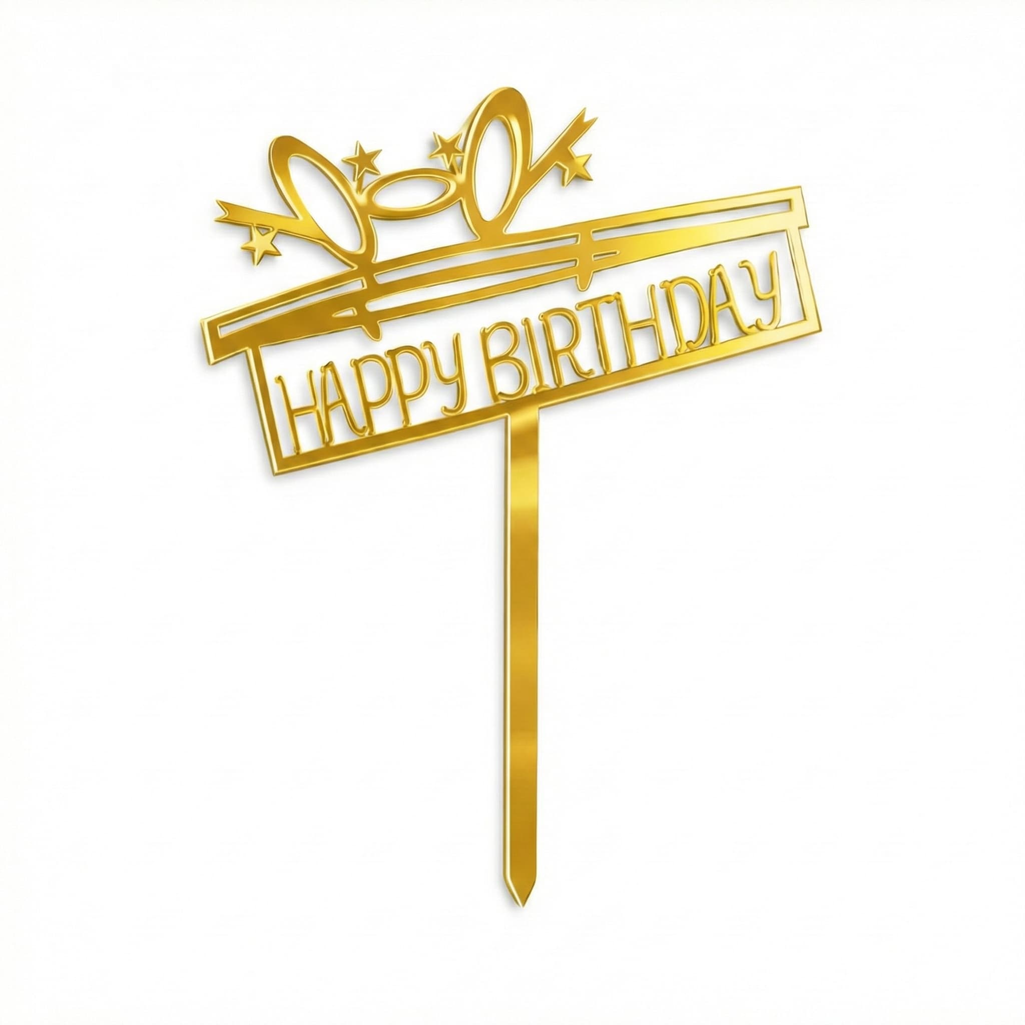 Happy Birthday Gold Arcylic Cake Topper