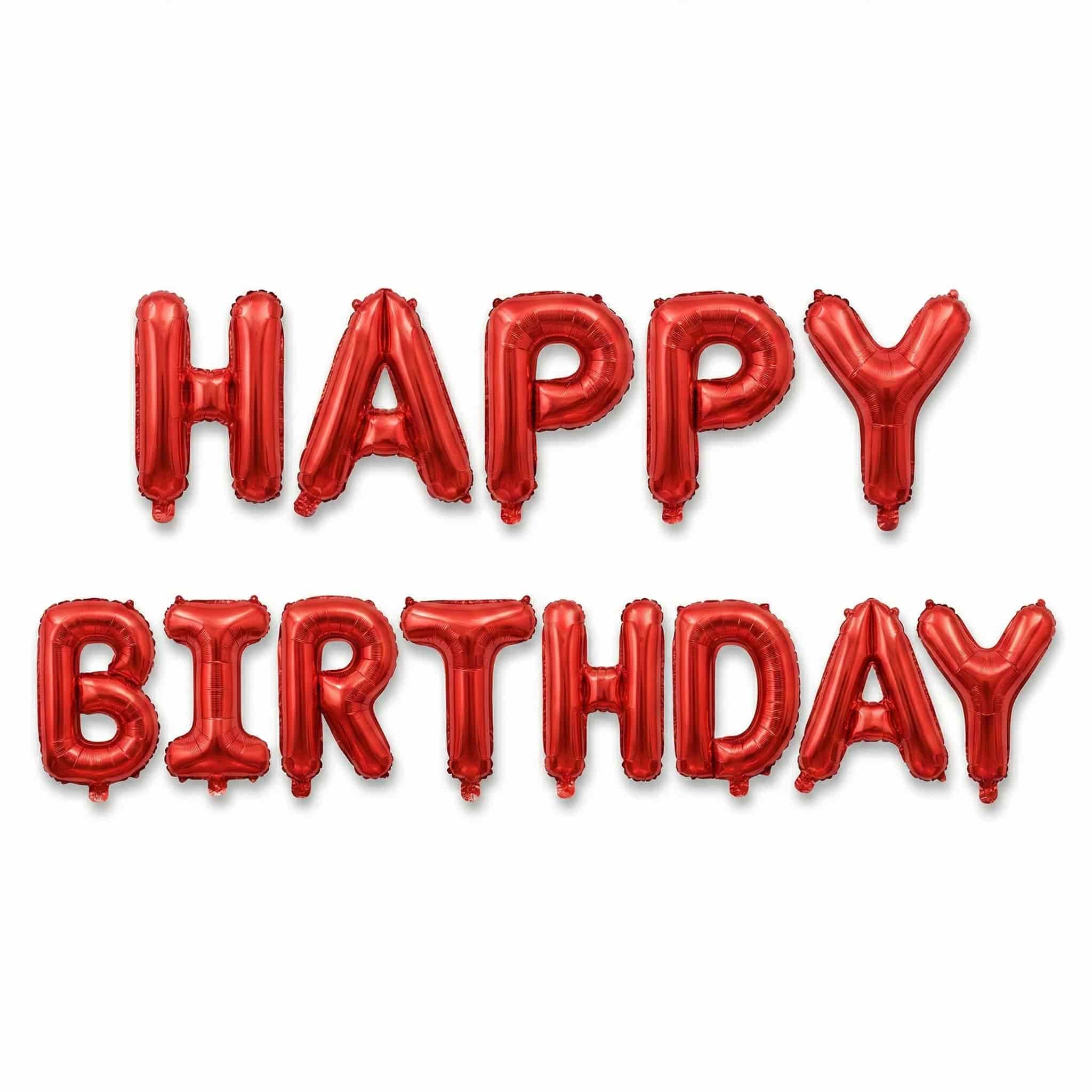 Happy Birthday Letter Foil Balloons in 14 Different Colors (13 Pcs)