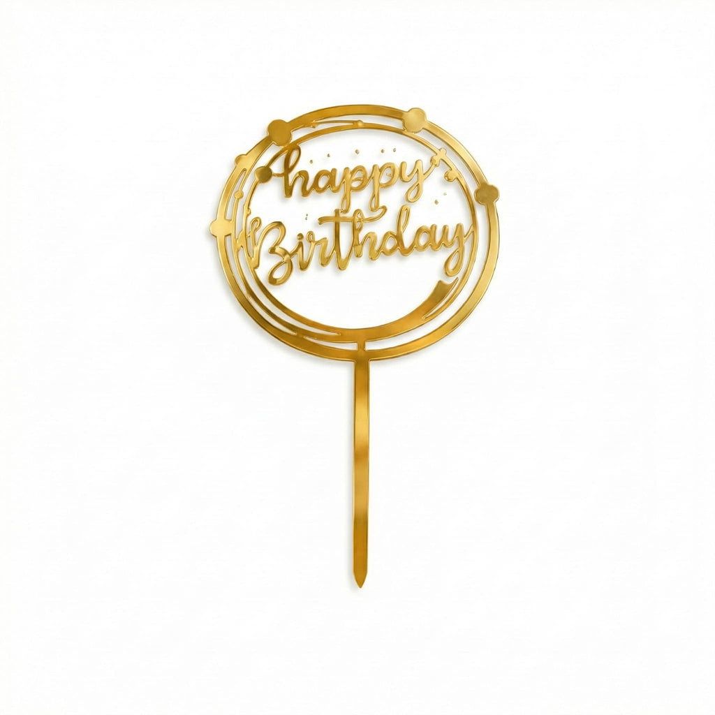 Happy Birthday Round Circle Cake Topper