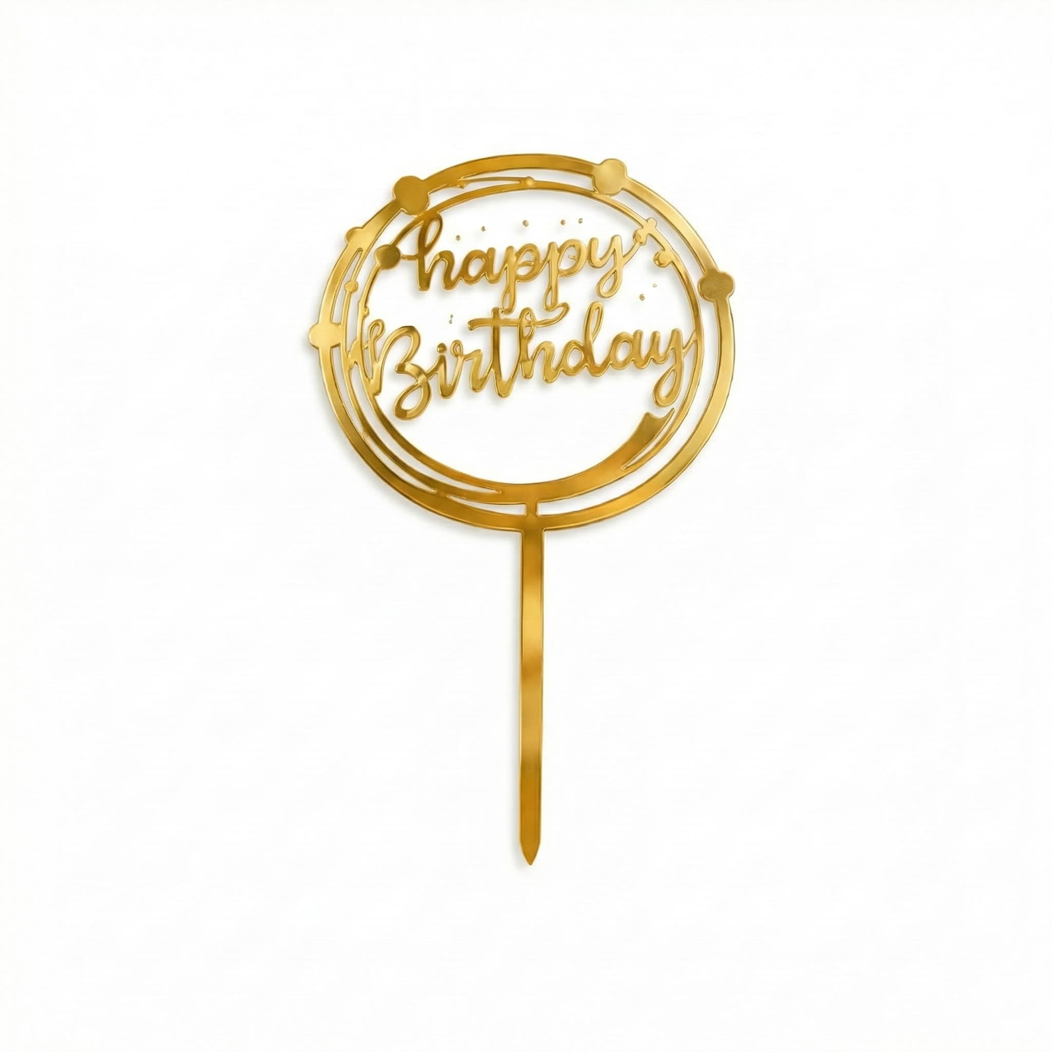 Happy Birthday Round Circle Cake Topper