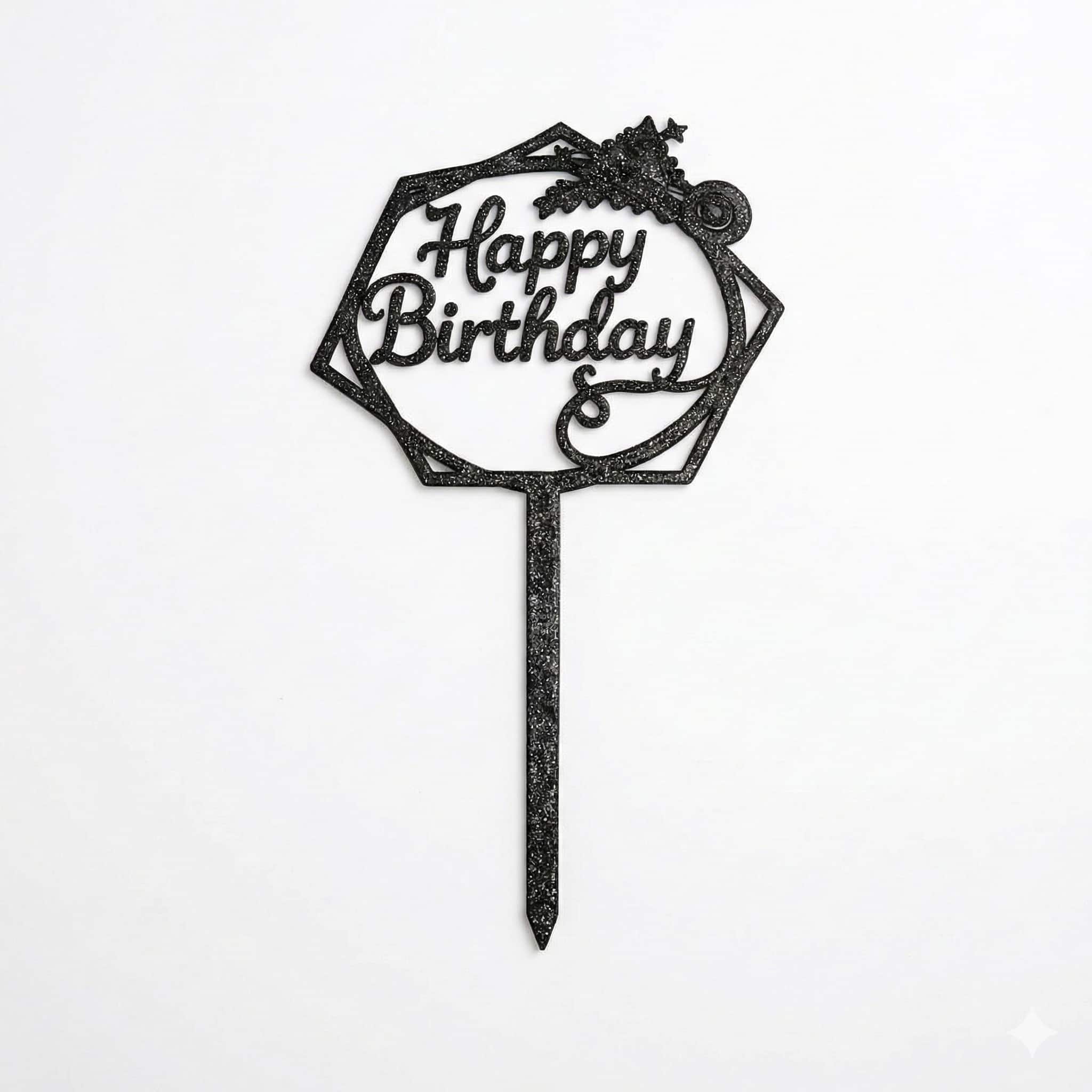 Happy Birthday Glitter Cake Topper