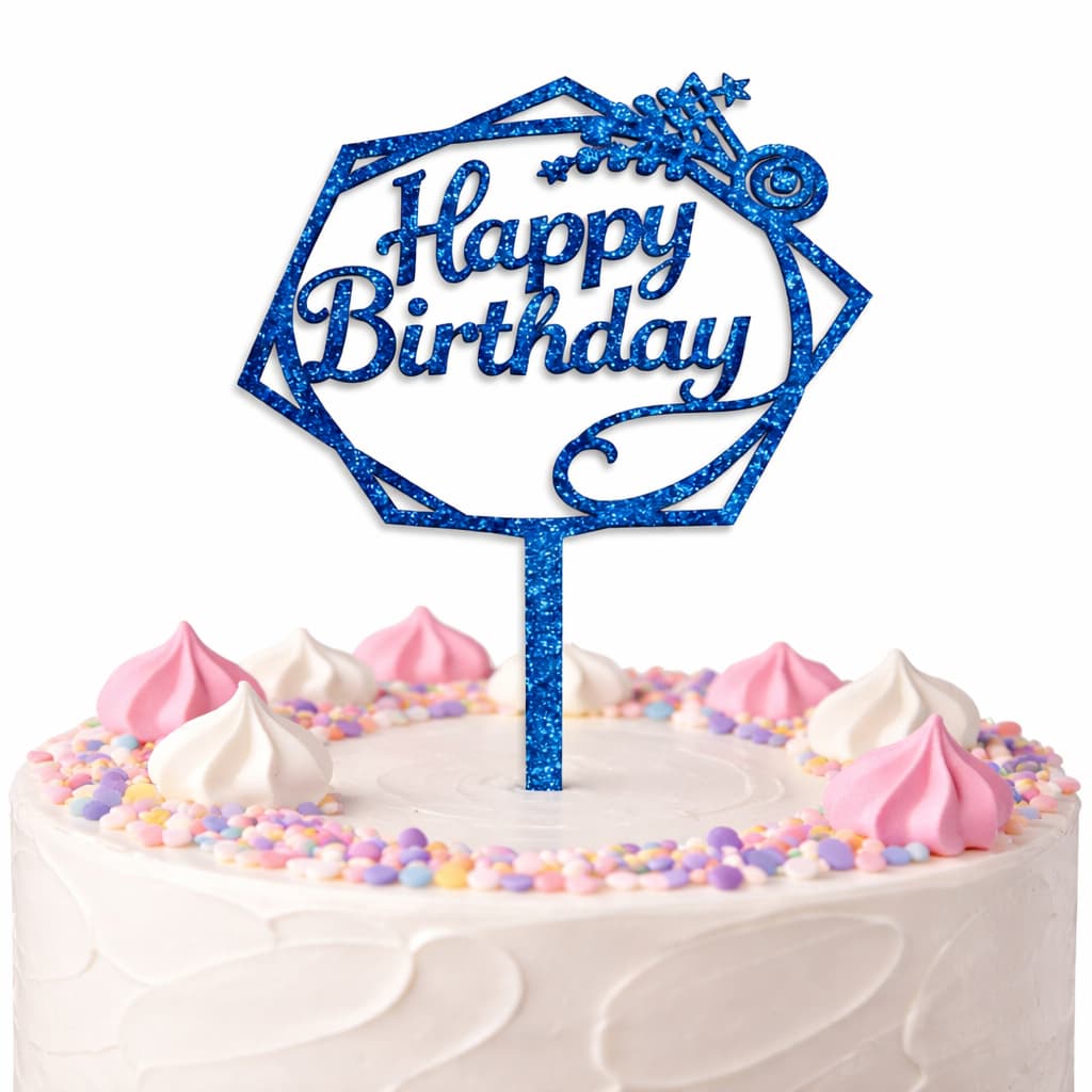 Happy Birthday Glitter Cake Topper