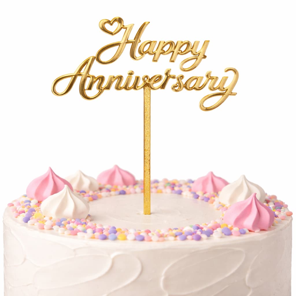 Happy Anniversary Glitter Cake Topper – 3 Color Options
