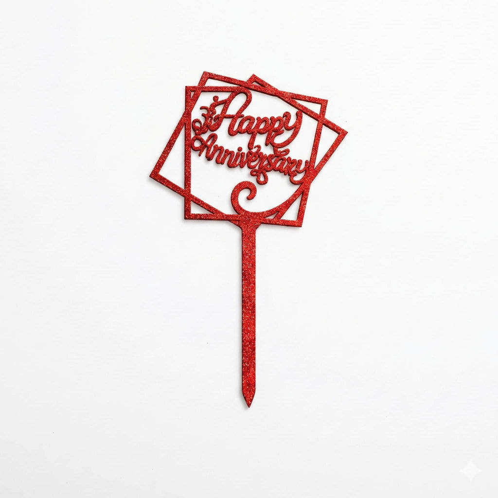 Happy Anniversary Red Topper For Cake  Decoration