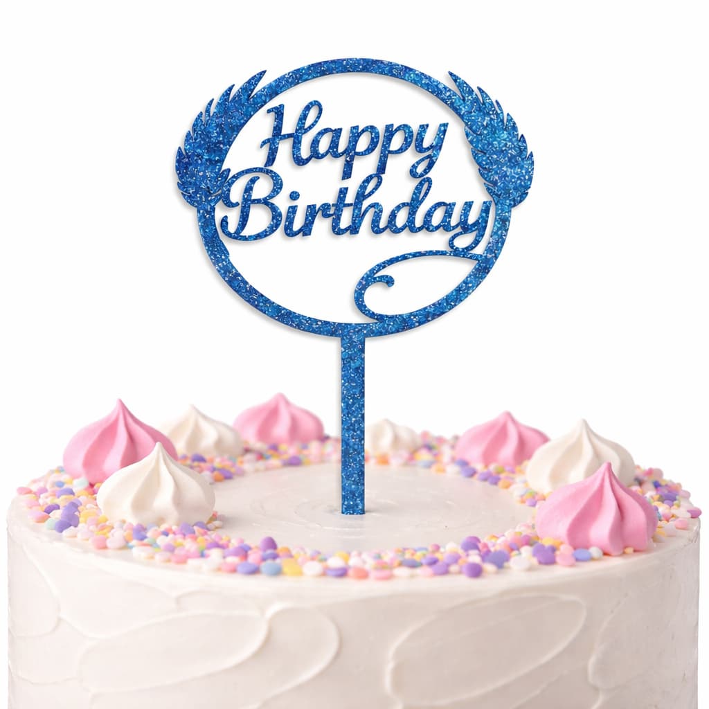 Happy Birthday Glitter Round Cake Toppers – 3 Styles Available